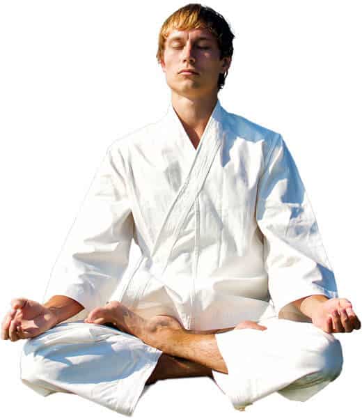 Martial Arts Lessons for Adults in Louisville  KY - Young Man Thinking and Meditating in White